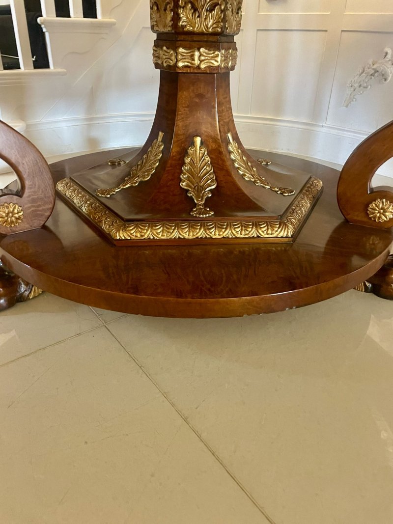 Magnificent Quality 8/10 Seater Antique Burr Walnut Marquetry Inlaid Carved Gilded Centre/Dining Table - Image 12